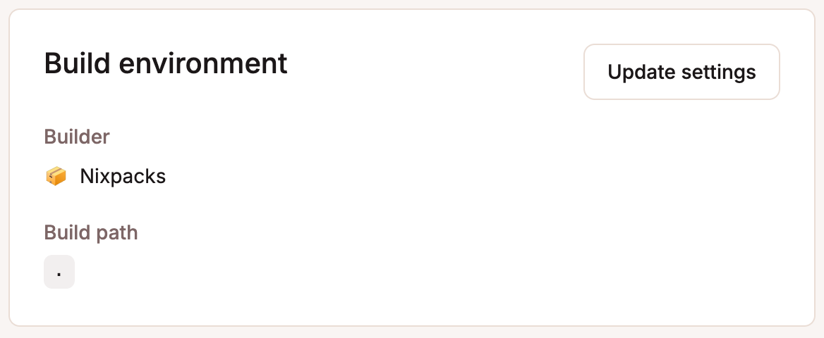 The applications environment within Settings.